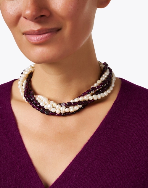 Look image - Kenneth Jay Lane - Amethyst and Pearl Multi Strand Necklace
