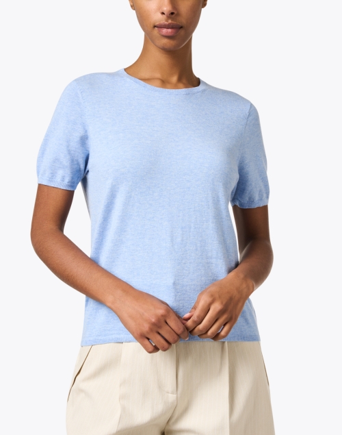 Front image - Repeat Cashmere - Blue Cotton Cashmere Sweater