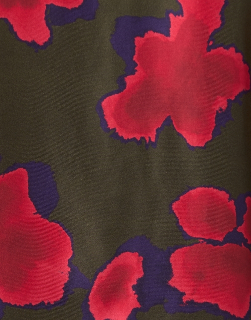 Fabric image - Rosso35 - Green and Red Floral Print Silk Blouse