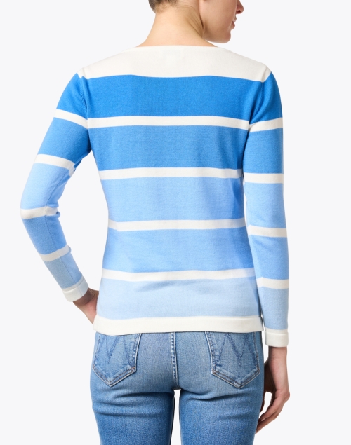 Back image - Blue - Blue and White Stripe Cotton Sweater