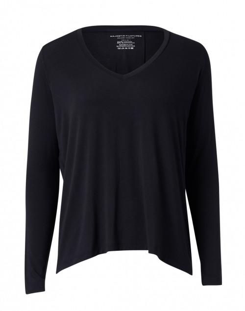 Majestic Filatures - Navy Soft Touch Pleated Top