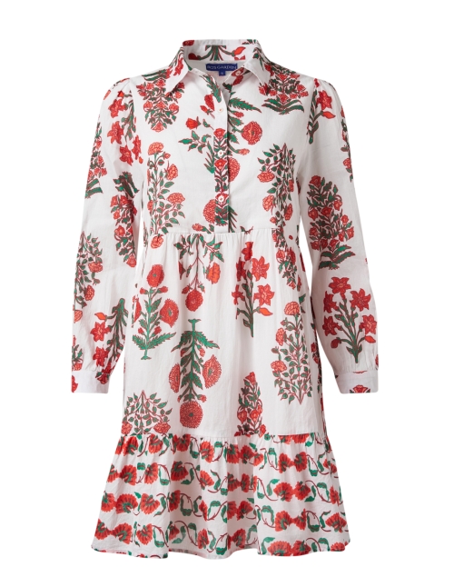 Product image - Ro's Garden - Romy White and Red Floral Shirt Dress
