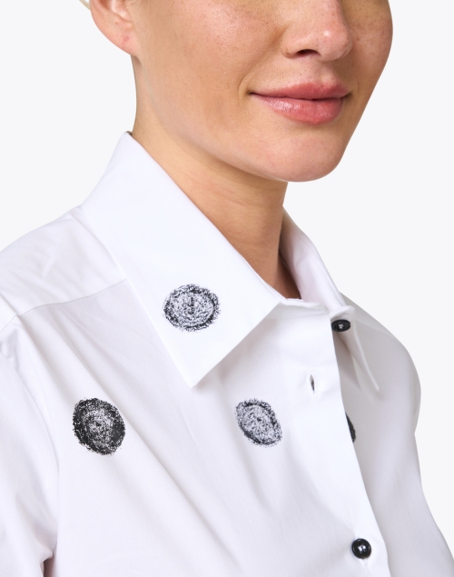 Extra_1 image - Piazza Sempione - White and Black Dot Print Cotton Blouse