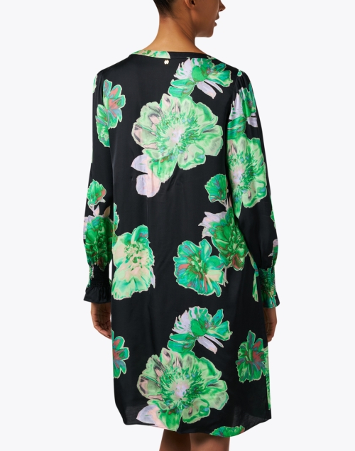Back image - Marc Cain - Black and Green Floral Print Dress