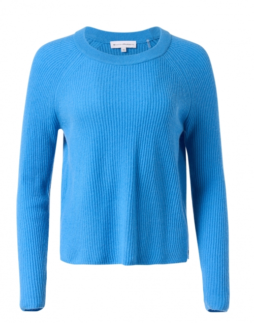 White + Warren - Cerulean Blue Ribbed Cashmere Sweater