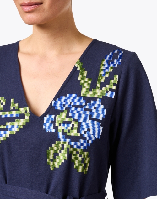 Extra_1 image - Megan Park - Freya Navy Embroidered Cotton Dress