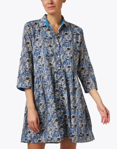 Front image - Ro's Garden - Deauville Blue Olaf Print Shirt Dress
