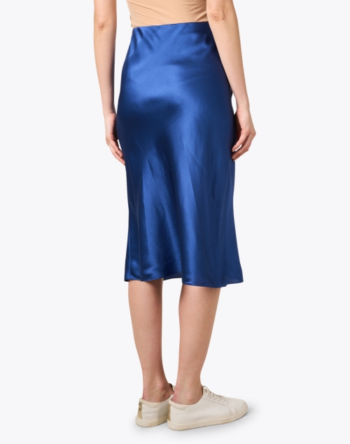 Back image - Vince - Blue Satin Midi Slip Skirt