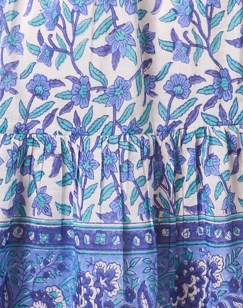 Fabric image - Bell - Colette Blue and Green Printed Cotton Silk Dress