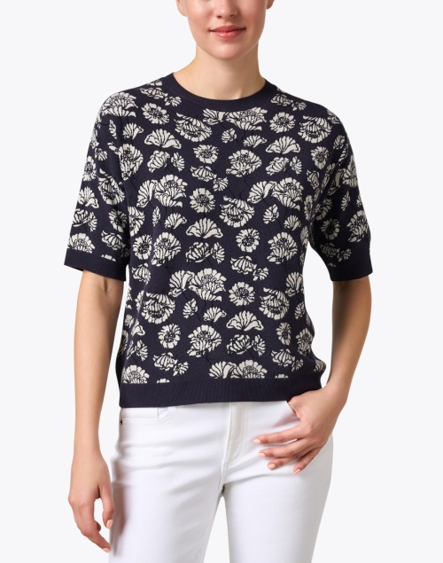 Front image - Weekend Max Mara - Zufolo Navy Floral Sweater