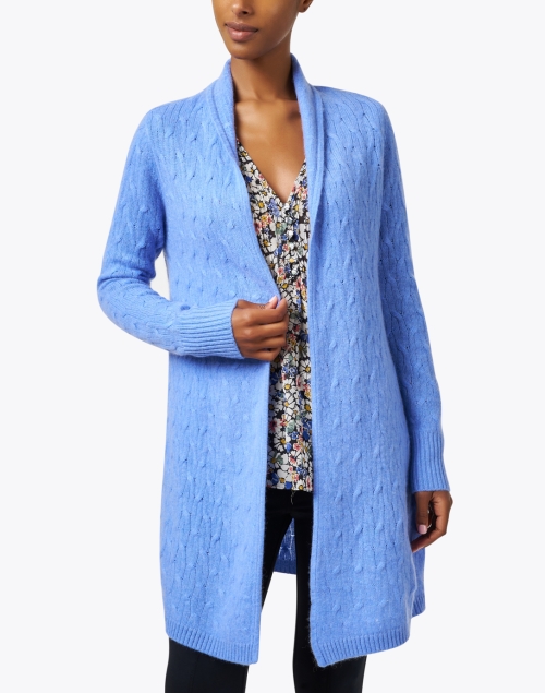 Front image - Cortland Park - Sophie French Blue Cable Knit Cashmere Cardigan