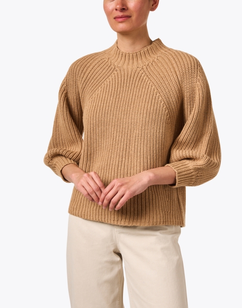 Front image - Apiece Apart - Camel Cotton Ribbed Sweater