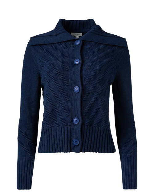 Product image - Kinross - Navy Cotton Diagonal Knit Cardigan