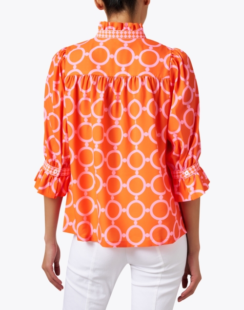 Back image - Gretchen Scott - Pink and Orange Print Ruffle Tunic Top