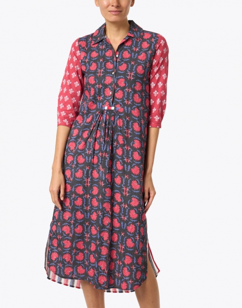 Ro's Garden - Brooklyn Blue and Red Floral Cotton Dress