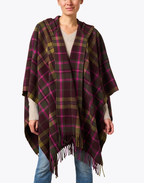Front image - Max Mara Studio - Ragazza Multi Plaid Wool Poncho