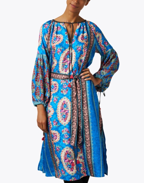Front image - D'Ascoli - Zafra Blue Print Silk Dress