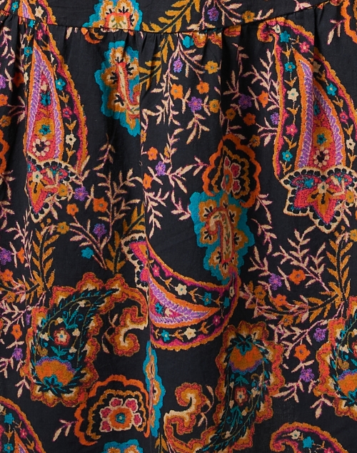 Fabric image - Ro's Garden - Deauville Black Multi Paisley Shirt Dress