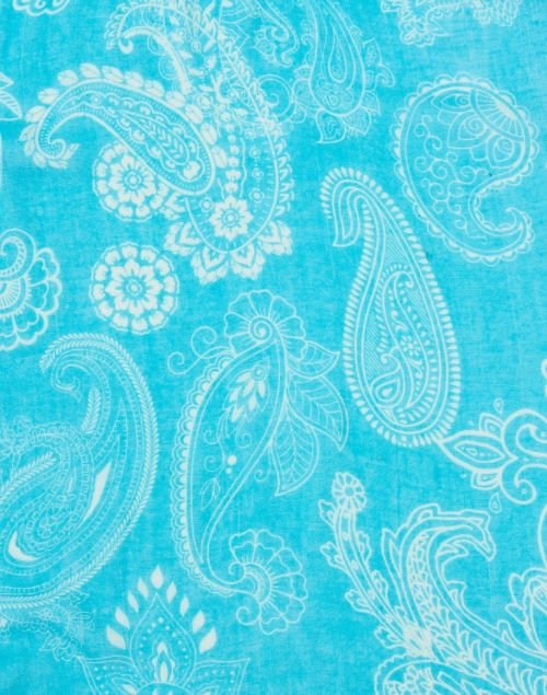 Fabric image - Pashma - Turquoise Paisley Print Cashmere Silk Scarf