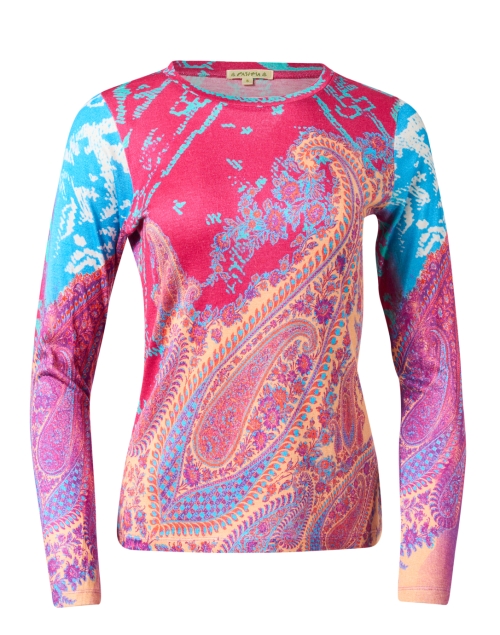 Product image - Pashma - Pink and Purple Paisley Print Cashmere Silk Sweater