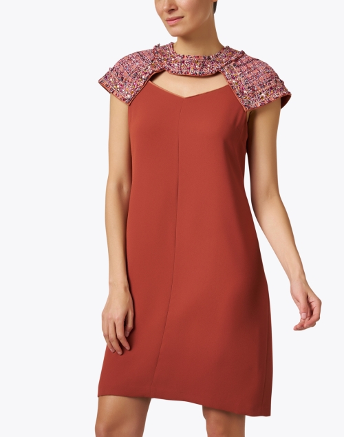 Front image - St. John - Cranberry Red Crepe Dress
