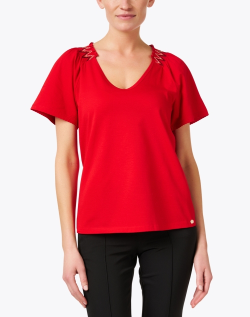 Front image - Marc Cain - Red Cotton Blouse