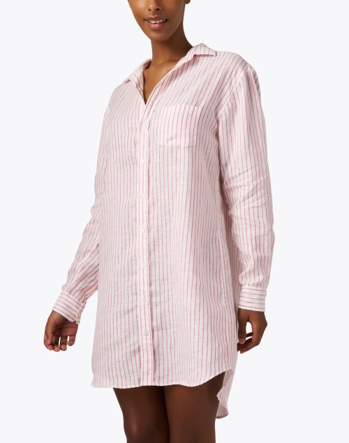 Front image - Frank & Eileen - Mary Pink Stripe Linen Shirt Dress