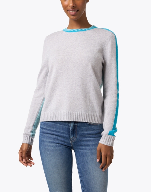 Front image - Lisa Todd - Blue and Grey Cashmere Sweater