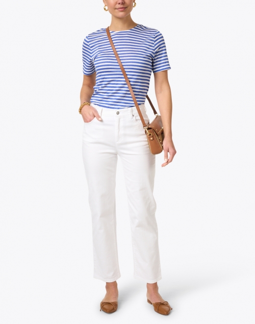 Look image - Majestic Filatures - Blue and White Stripe Stretch Linen Top