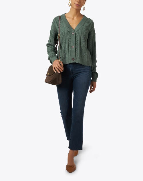 Look image - Margaret O'Leary - Killarney Green Cotton Cable Cardigan