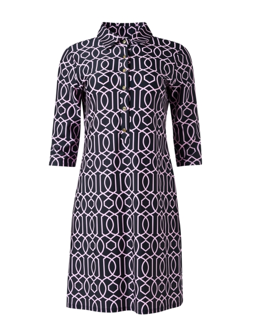 Product image - Jude Connally - Susanna Navy and Pink Geo Print Dress