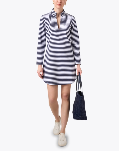 Navy and White Striped Dress