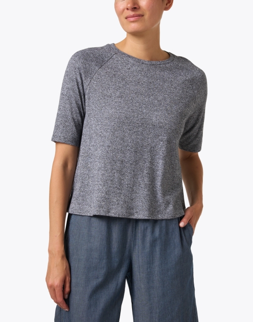 Front image - Eileen Fisher - Gray Cotton Crew Neck Top