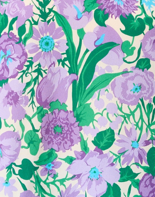 Fabric image - Weekend Max Mara - Vorra Green and Purple Floral Silk Blouse 