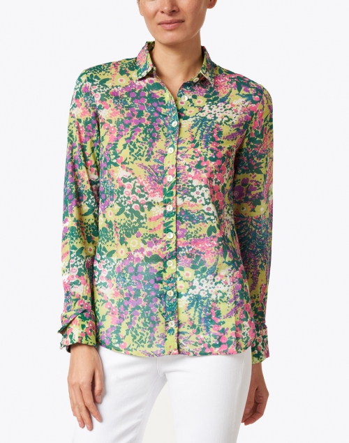 Banjanan - Alfreda Chartreuse Garden Printed Cotton Shirt