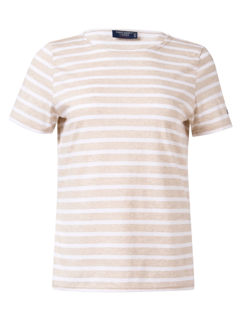 Product image - Saint James - Etrille Beige and White Striped Cotton Tee