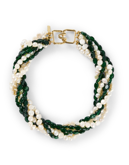Product image - Kenneth Jay Lane - Green Stone and Pearl Multi Strand Necklace