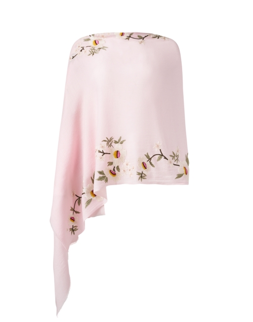 Product image - Janavi - Pink Floral Embroidered Merino Wool Scarf