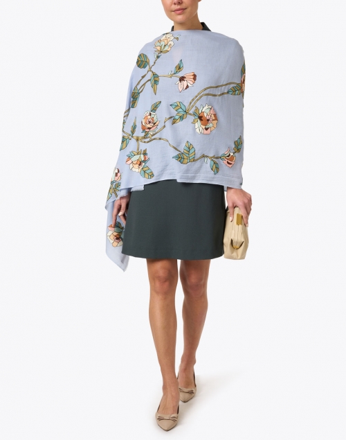 Extra_1 image - Janavi - Blue Garden Floral Embroidered Wool Scarf