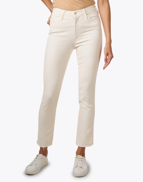 Front image - Mother - The Rider Cream High-Waisted Ankle Jean