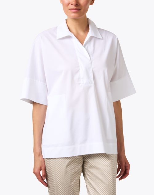 Front image - Hinson Wu - Cindy White Stretch Cotton Top