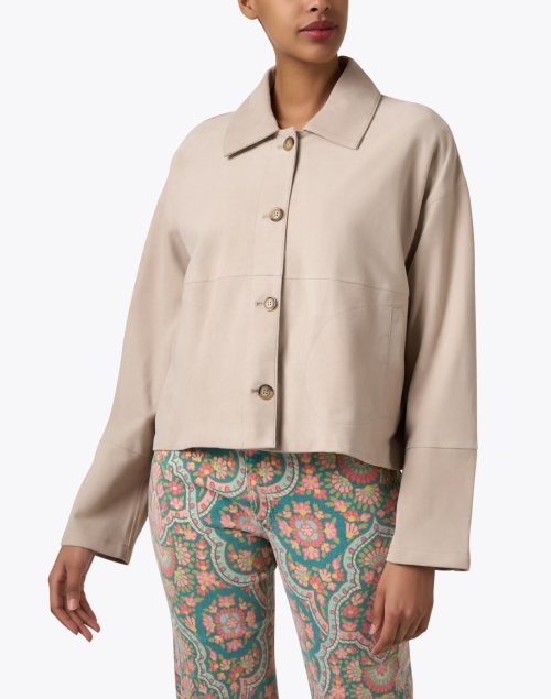 Front image - Repeat Cashmere - Beige Suede Jacket