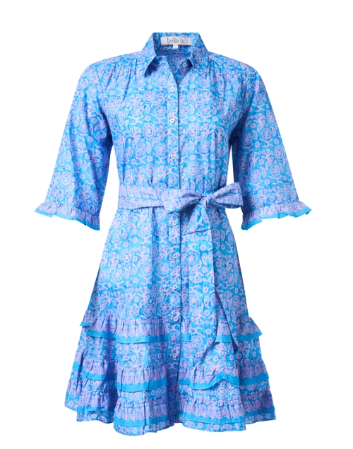 Product image - Bella Tu - Blue Print Embroidered Shirt Dress