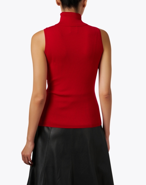Back image - Allude - Red Wool Sleeveless Turtleneck Top