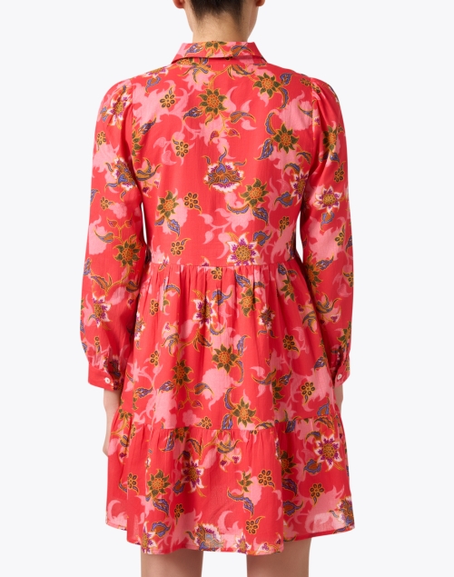 Back image - Ro's Garden - Romy Red Floral Print Shirt Dress