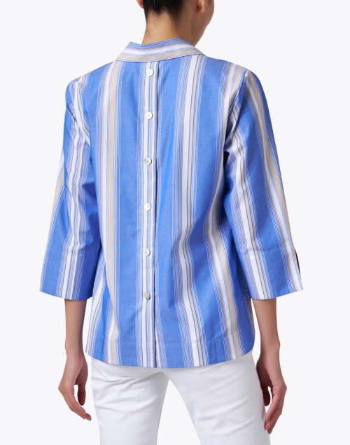 Back image - Hinson Wu - Aileen Blue Multi Striped Cotton Top