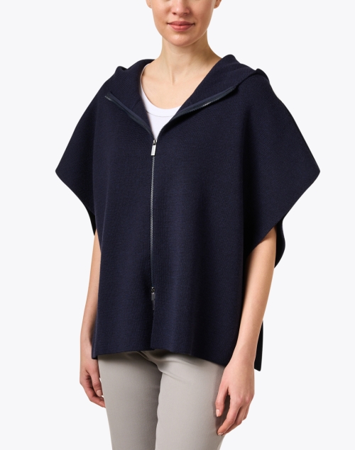 Front image - Fabiana Filippi - Dark Blue Wool Knit Jacket