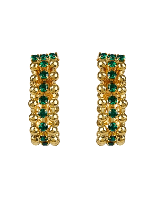 Product image - Kenneth Jay Lane - Gold and Green Drop Clip Hoop Earrings
