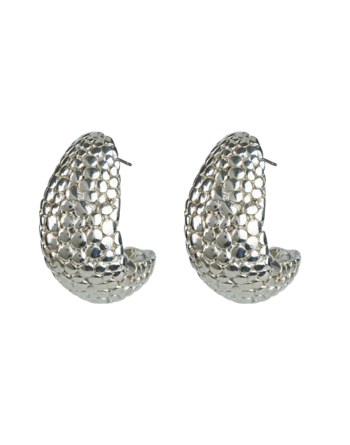 Product image - Kenneth Jay Lane - Silver Pebbled Hoop Earrings