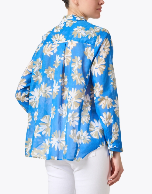 Back image - Rosso35 - Blue Floral Print Cotton Blouse